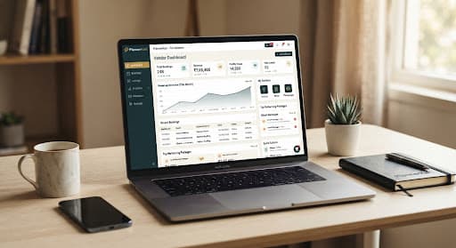 Marketing dashboard interface on laptop