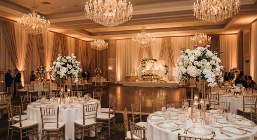 Luxurious wedding venue ballroom