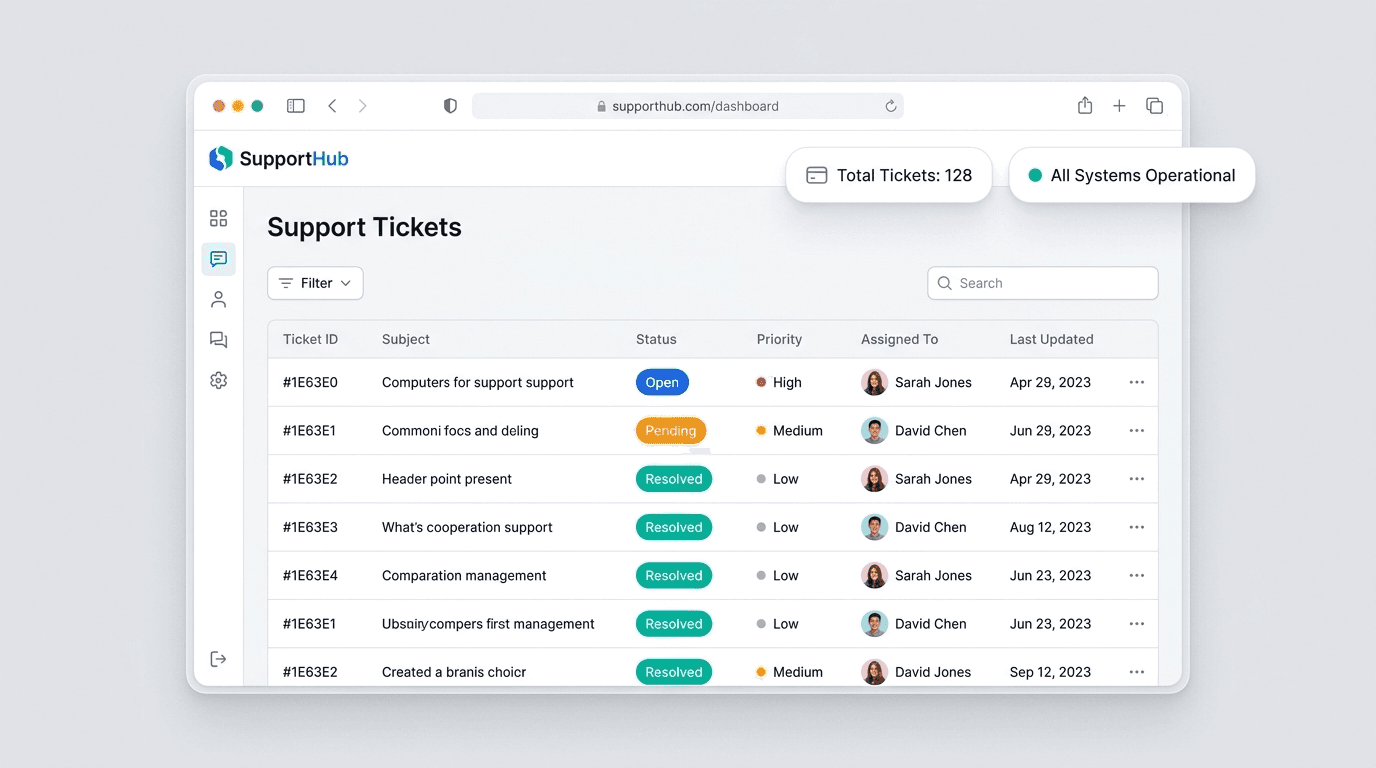 SupportHub Dashboard Interface
